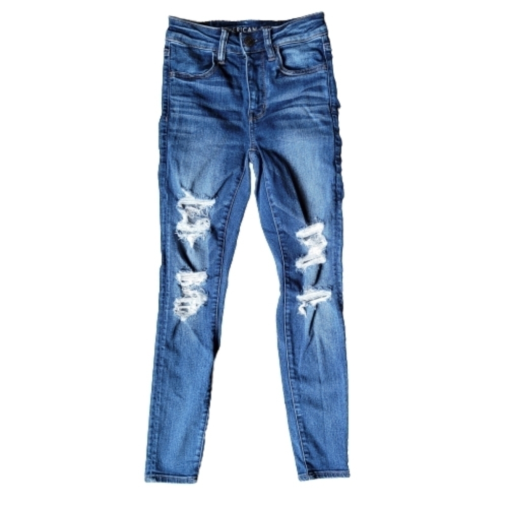 AEO Next Level Stretch Hi Rise Distressed Jegging - Picture 2 of 9